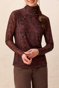 MESH TURTLENECK-RUSTIC BROWN-TRIBAL