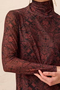 MESH TURTLENECK-RUSTIC BROWN-TRIBAL