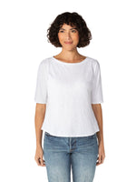 LIGHT WEIGHT ELBOW TEE-WHITE-CUT LOOSE