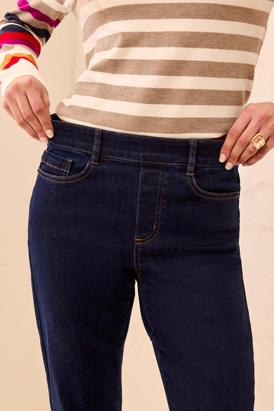 SOPHIA PULL ON STRAIGHT LEG BOUNDLESS STRETCH DENIM-DARK NIGHT-TRIBAL