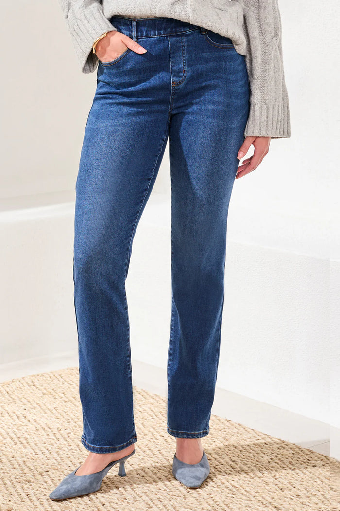 SOPHIA PULL ON STRAIGHT LEG BOUNDLESS STRETCH DENIM-FADED BLUE-TRIBAL