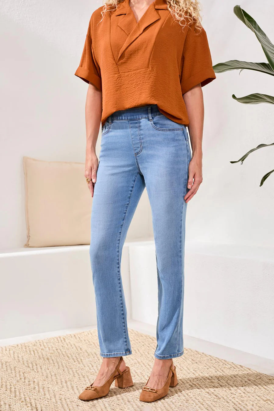 SOPHIA PULL ON STRAIGHT LEG BOUNDLESS STRETCH DENIM-COASTAL BLUE-TRIBAL