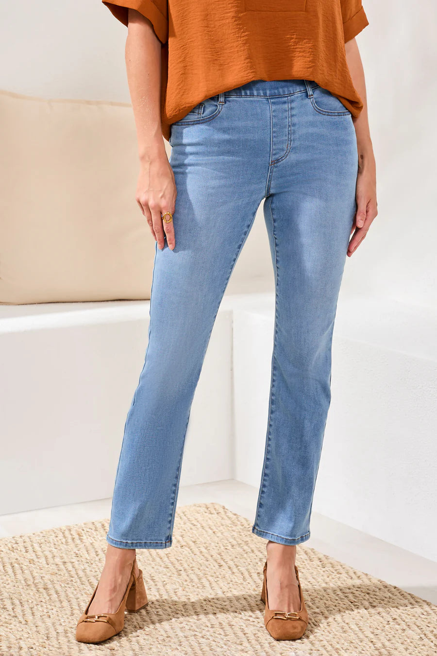 SOPHIA PULL ON STRAIGHT LEG BOUNDLESS STRETCH DENIM-COASTAL BLUE-TRIBAL