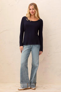 SOFT FRENCH TERRY L/S SCOOP TEE-NIGHTFALL-TRIBAL