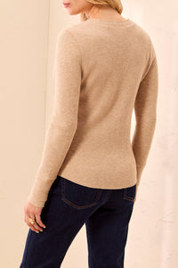 BRUSHED WAFFLE KNIT HENLEY W/LONG SLEEVES-OATMEAL-TRIBAL