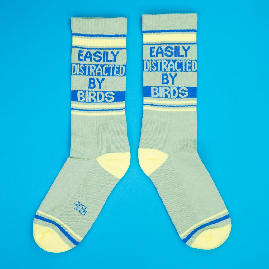 EASILY DISTRACTED BY BIRDS CREW SOCKS-GUMBALL POODLE
