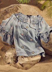 RUFFLE DENIM BLOUSE-FDJ FRENCH DRESSING