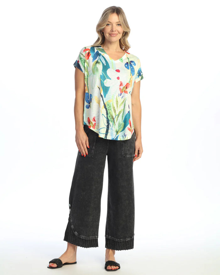LEMONADE SHORT SLEEVE V-NECK TOP-JESS AND JANE