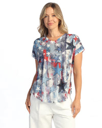 GLORY DAYS SHORT SLEEVE V-NECK TOP-JESS AND JANE