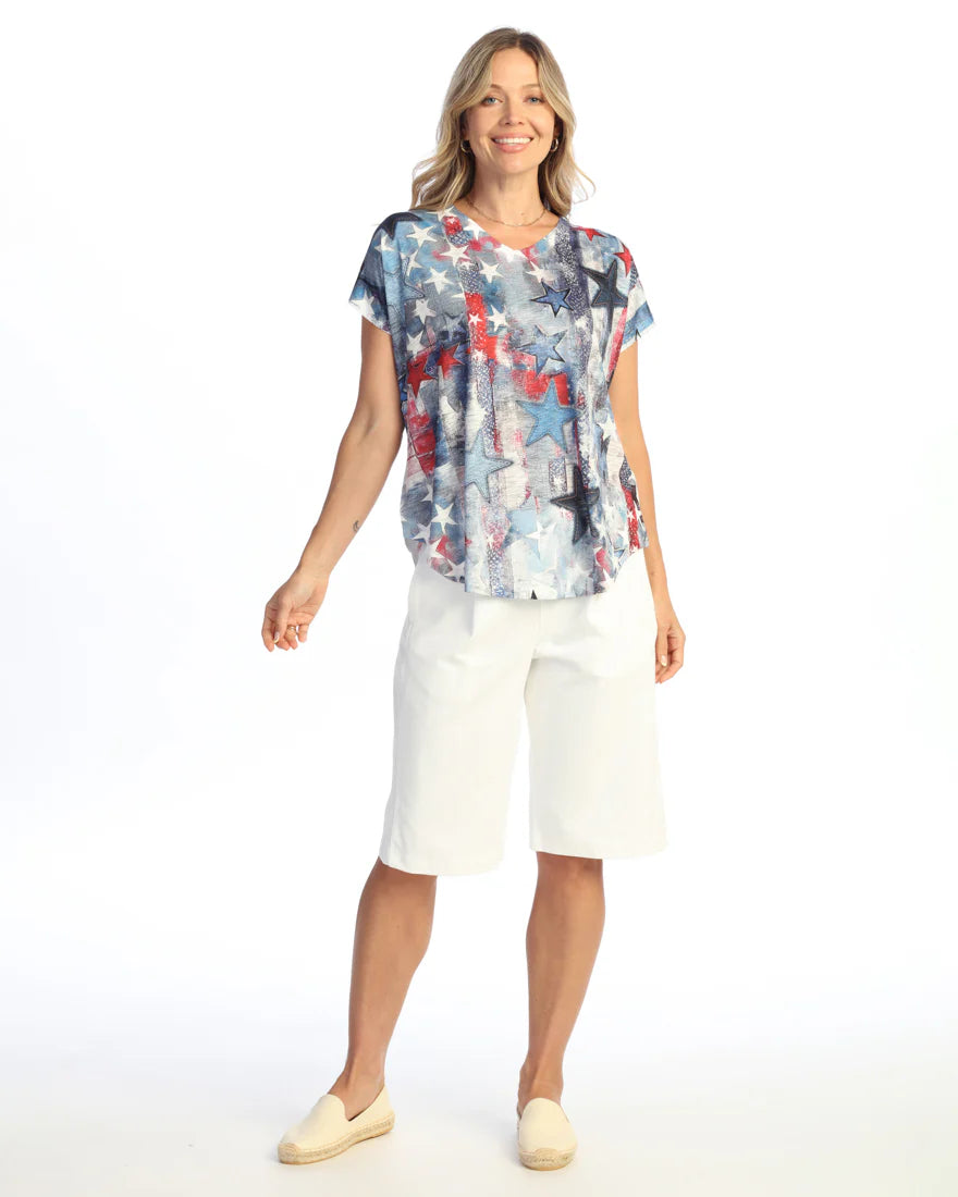 GLORY DAYS SHORT SLEEVE V-NECK TOP-JESS AND JANE