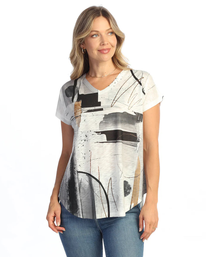 TANGO SHORT SLEEVE V-NECK TOP-JESS AND JANE