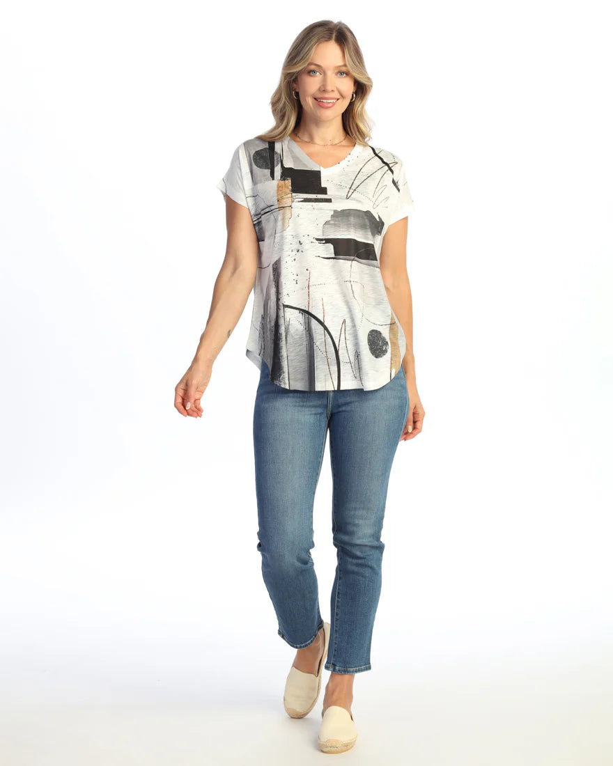 TANGO SHORT SLEEVE V-NECK TOP-JESS AND JANE