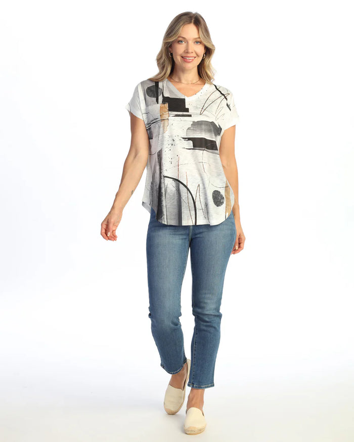 TANGO SHORT SLEEVE V-NECK TOP-JESS AND JANE
