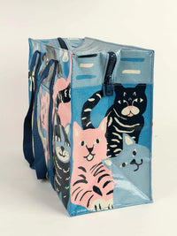 HAPPY CATS SHOULDER TOTE - BLUE Q