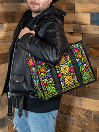 FLOWER FEST SHOULDER TOTE - BLUE Q