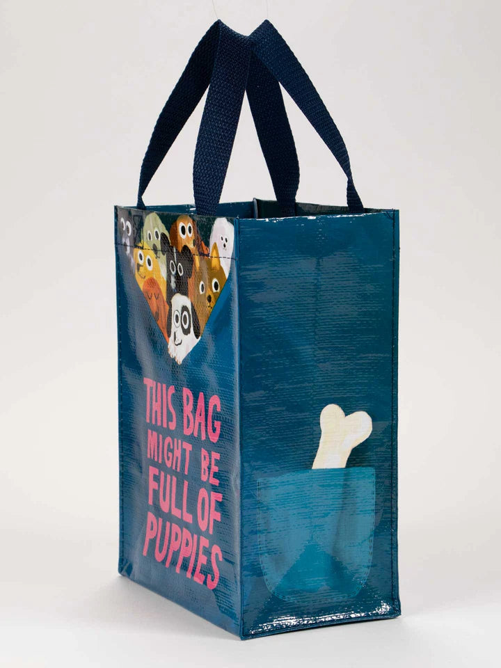 BAG FULL OF PUPPIES HANDY TOTE- BLUE Q