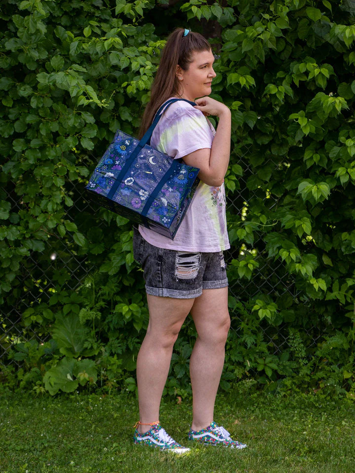 STARRY GARDEN SHOULDER TOTE - BLUE Q