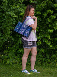 STARRY GARDEN SHOULDER TOTE - BLUE Q
