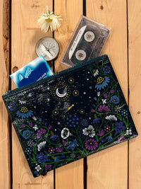 STARRY GARDEN ZIPPER POUCH - BLUE Q