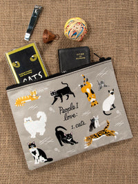 PEOPLE I LOVE: CATS ZIPPER POUCH - BLUE Q