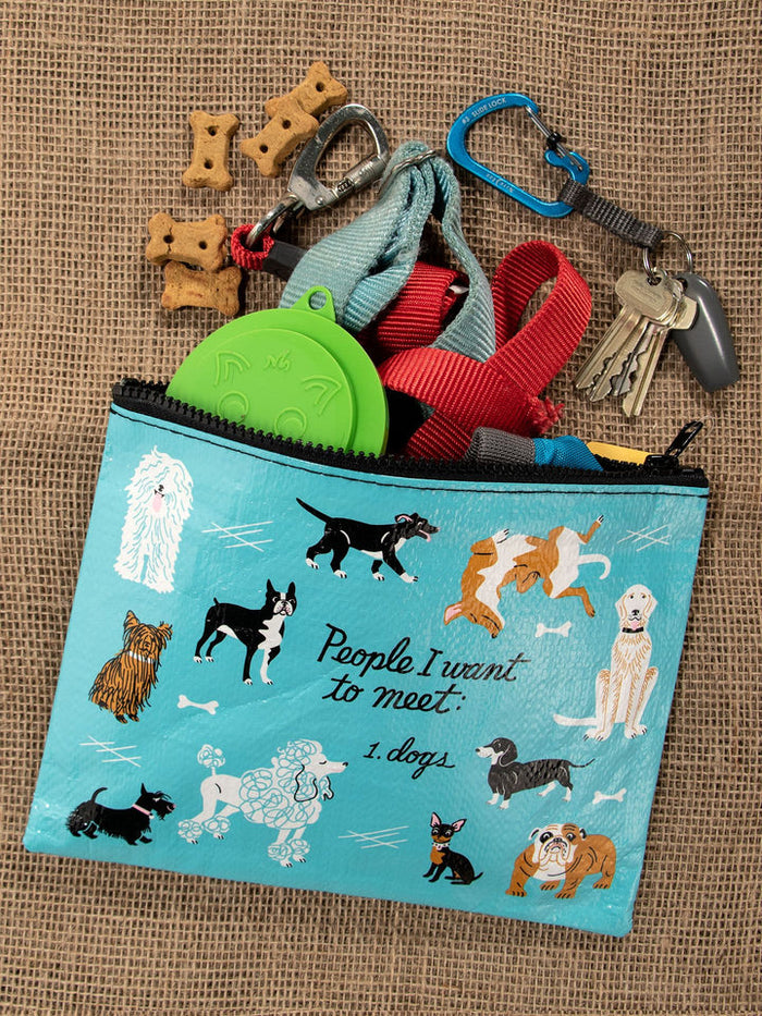 PEOPLE TO MEET: DOGS ZIPPER POUCH - BLUE Q