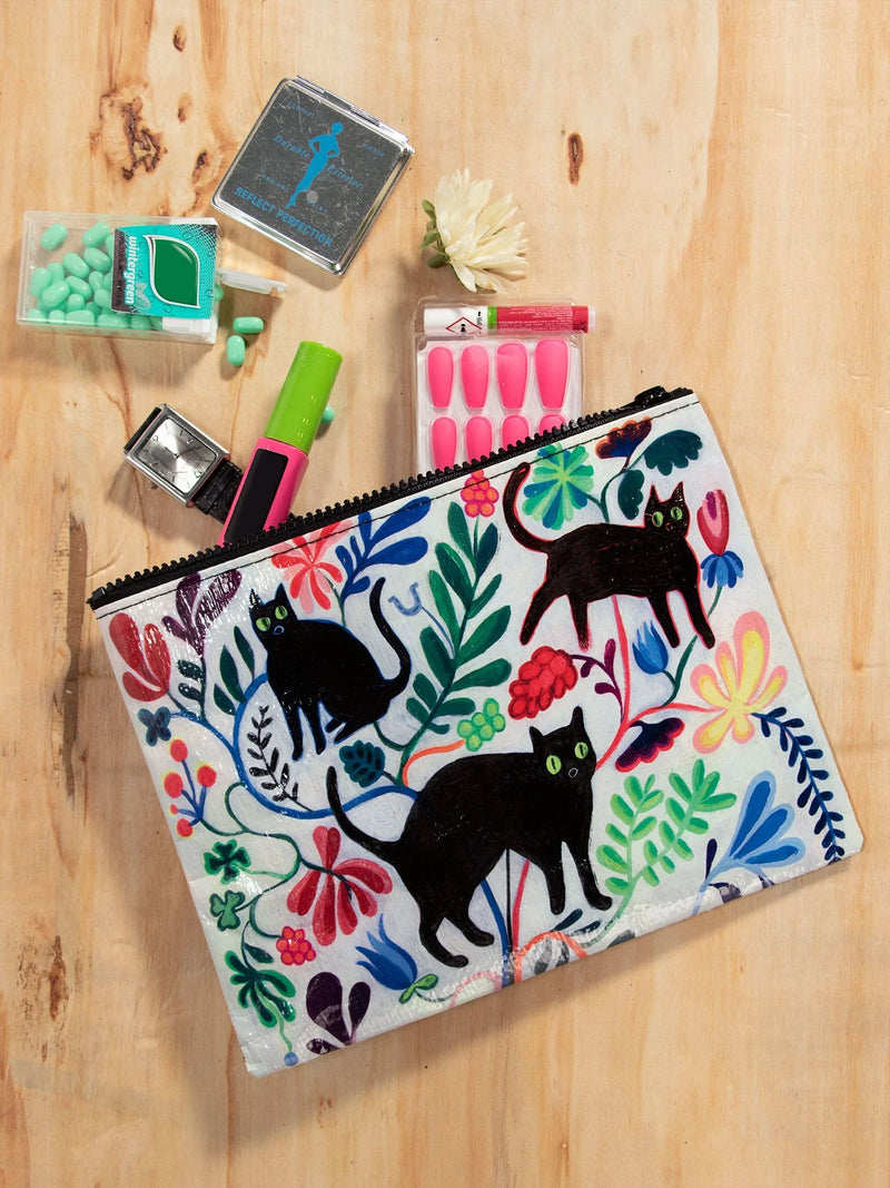 HERE KITTY KITTY ZIP POUCH - BLUE Q