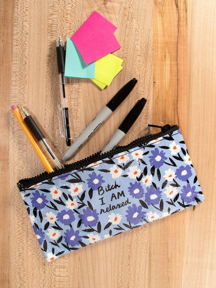 B!@#H I AM RELAXED PENCIL CASE-BLUE Q