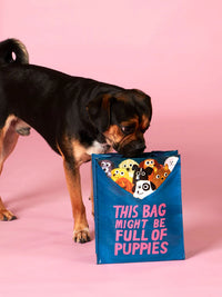 BAG FULL OF PUPPIES HANDY TOTE- BLUE Q