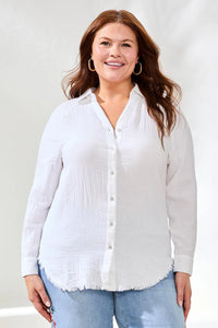 CRINKLE GAUZE BUTTON SHIRT-WHITE-TRIBAL