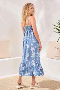 DRAPE DENIM FLOWY MAXI DRESS-SEASIDE BLUE-TRIBAL