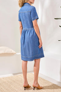BUTTON DOWN FLOWY DRESS W/POCKETS-TRIBAL