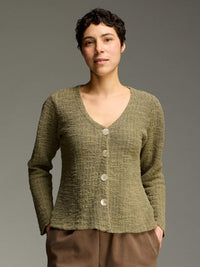 PUFF SLEEVE CARDIGAN-KELP-CUT LOOSE