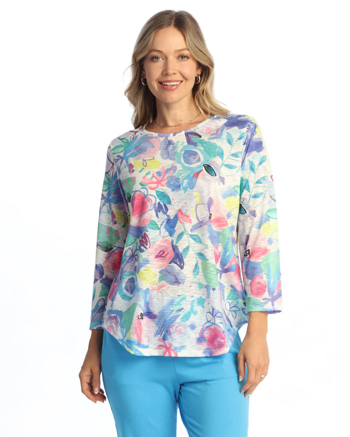 CAMELIA CREW NECK PRINT TOP-JESS AND JANE