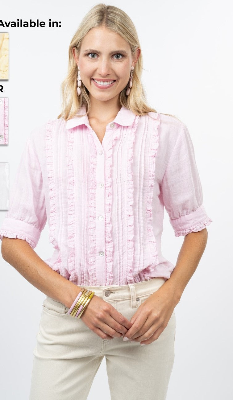TUXEDO GAUZE SHIRT-PINK-IVY JANE