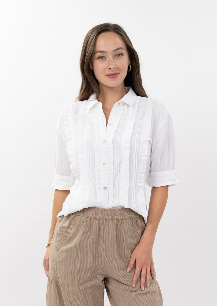 TUXEDO GAUZE SHIRT-WHITE-IVY JANE