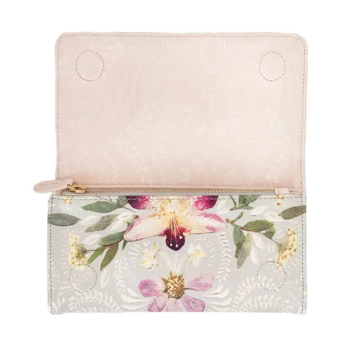 TRI FOLD WALLET-ORCHID LACE-PAPAYA