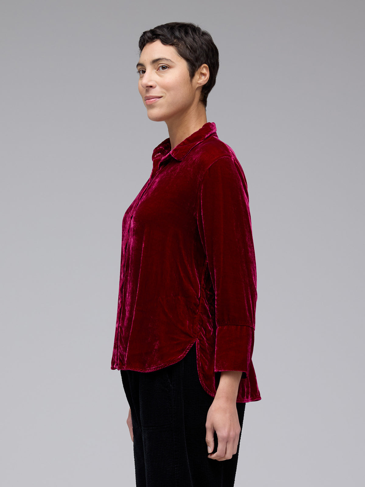 VELVET CROP EASY SHIRT-RHUBARB-CUT LOOSE