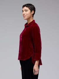 VELVET CROP EASY SHIRT-RHUBARB-CUT LOOSE