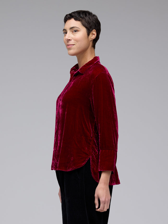 VELVET CROP EASY SHIRT-RHUBARB-CUT LOOSE