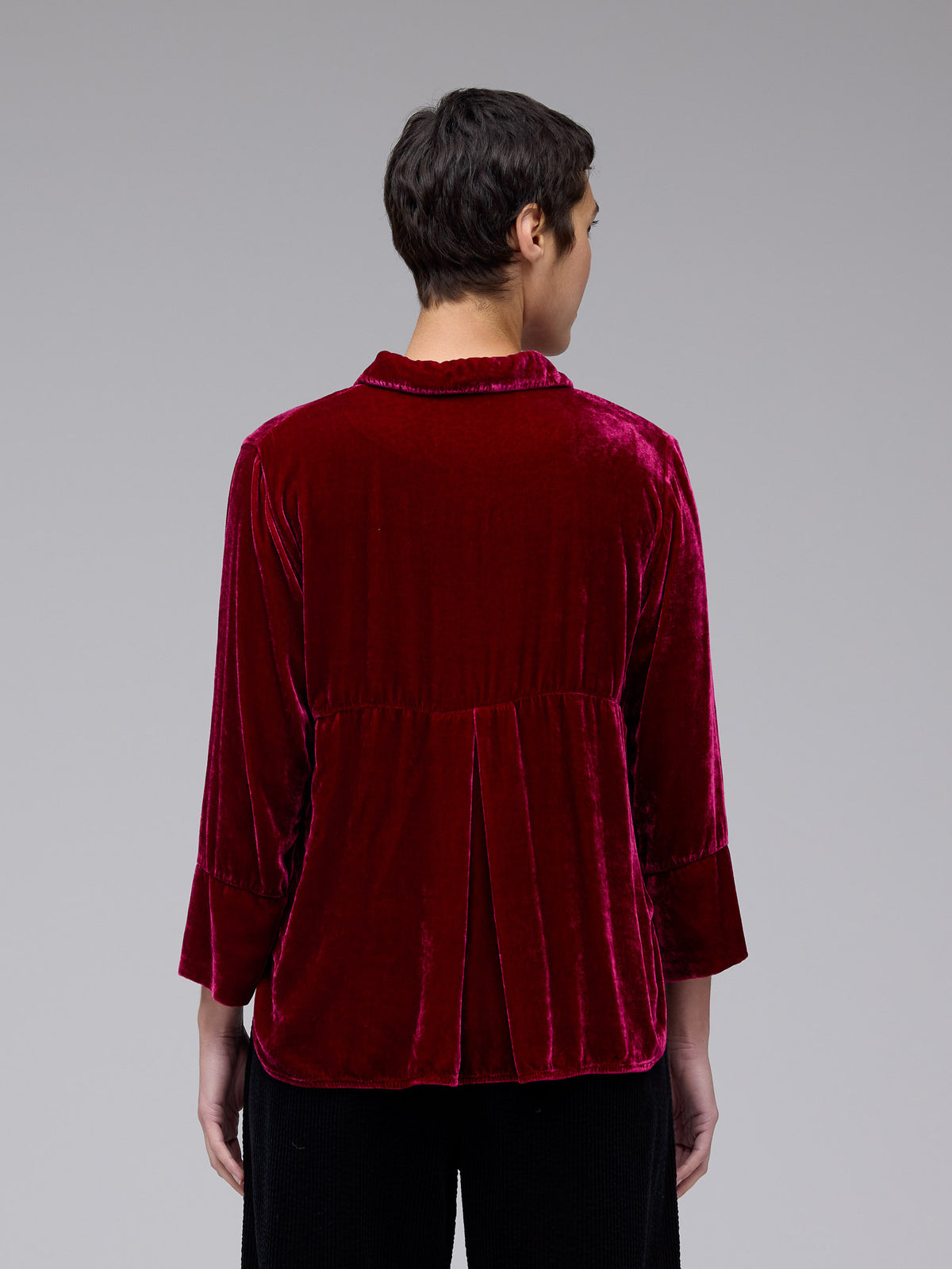 VELVET CROP EASY SHIRT-RHUBARB-CUT LOOSE