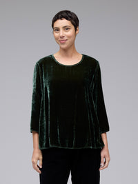 VELVET 3/4 SLEEVE A-LINE TOP-SUCCULENT-CUT LOOSE