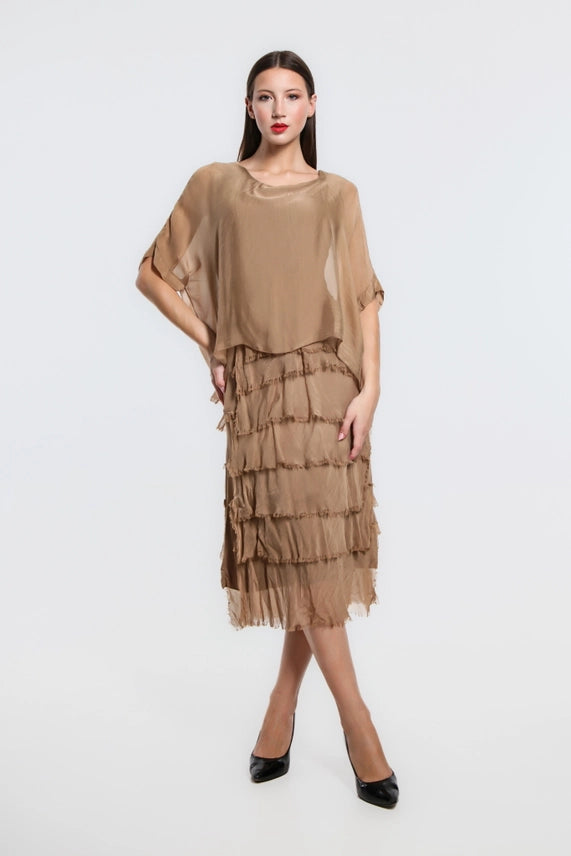 GAIL TIERED RUFFLE DRESS-ONE SIZE-TEES BY TINA