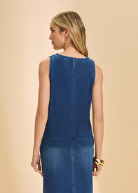 STRETCH DENIM SLEEVLESS TOP-BLUE DENIM-FDJ FRENCH DRESSING