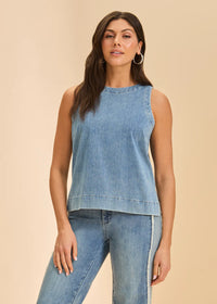 STRETCH DENIM SLEEVLESS TOP-LIGHT DENIM-FDJ FRENCH DRESSING