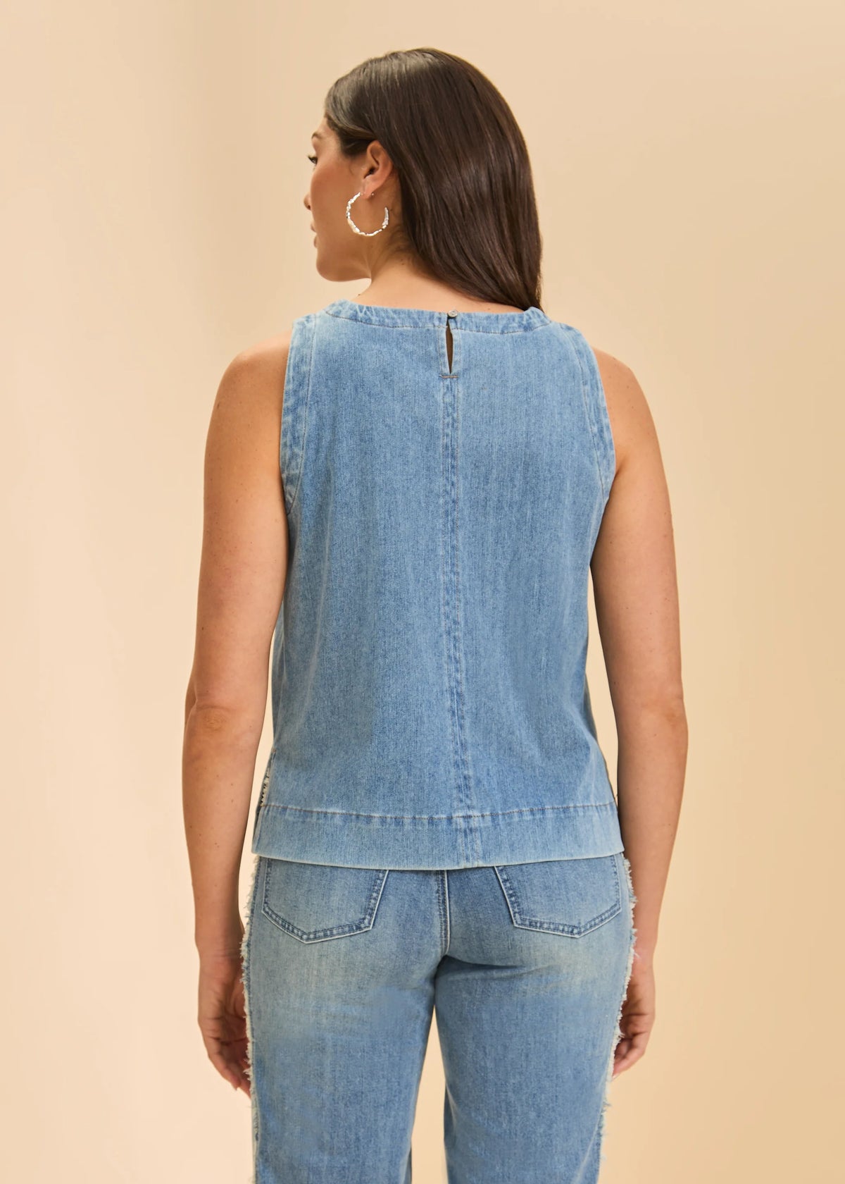 STRETCH DENIM SLEEVLESS TOP-LIGHT DENIM-FDJ FRENCH DRESSING