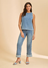 STRETCH DENIM SLEEVLESS TOP-LIGHT DENIM-FDJ FRENCH DRESSING