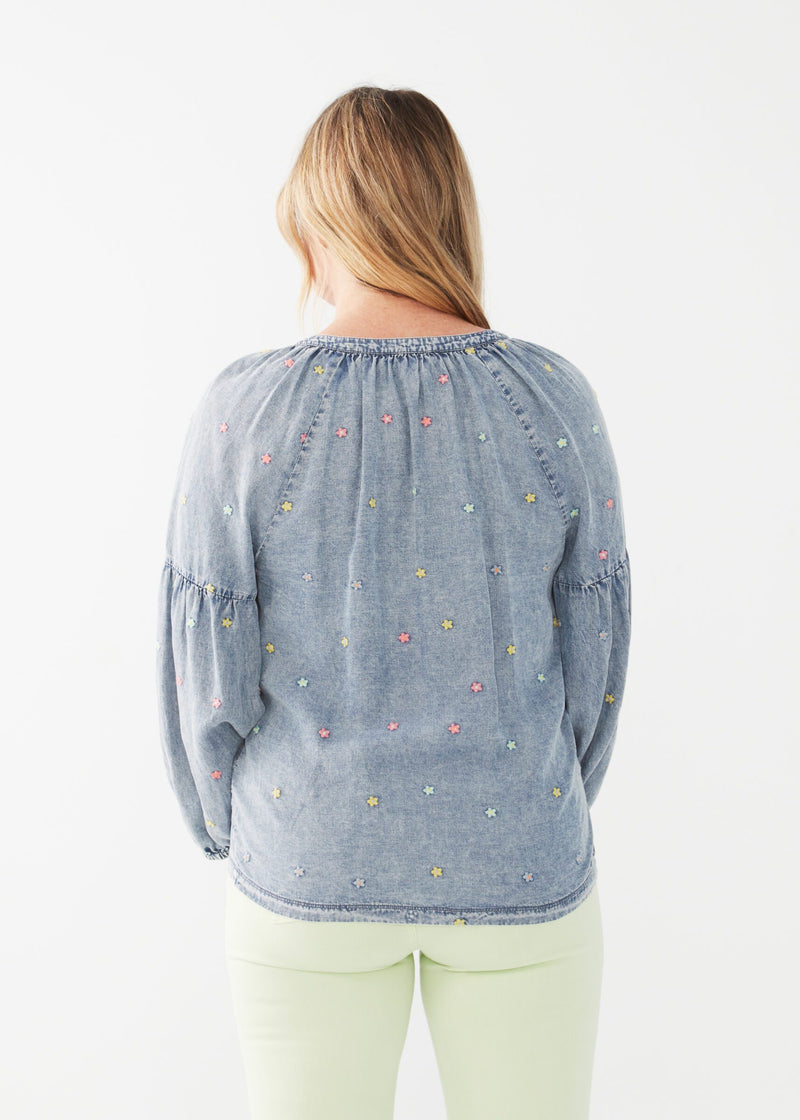 EMBROIDERED DENIM BLOUSE-FDJ FRENCH DRESSING