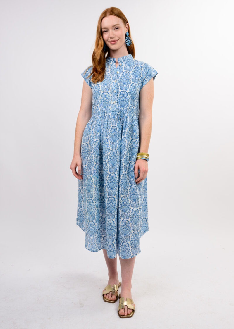 LINEN BLUES DRESS-BLUE-UNCLE FRANK MEDIUM LINEN BLUES DRESS-BLUE-UNCLE FRANK MEDIUM