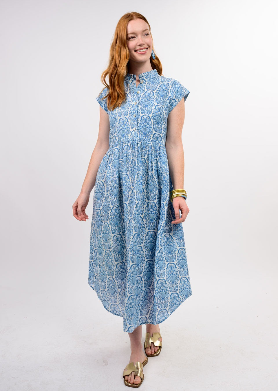 LINEN BLUES DRESS-BLUE-UNCLE FRANK