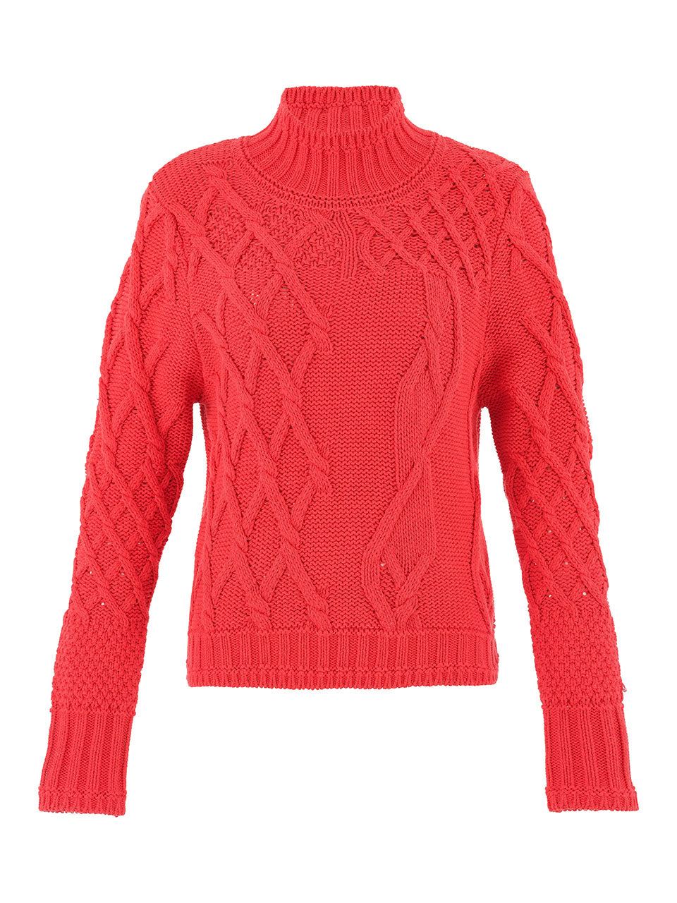 CABLE KNIT SWEATER-RED-DOLCEZZA